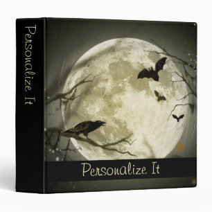 Personalized Full Moon with bats and Raven 3 Ring Binder