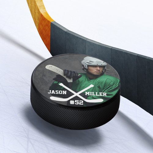 Personalized Full Photo Name  Number Hockey Puck