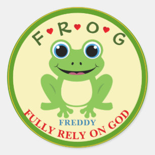 Personalized Fully Rely on God Boy Frog Classic Round Sticker