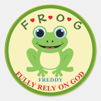 Personalized Fully Rely on God Boy Frog Classic Round Sticker