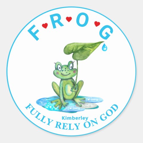 Personalized Fully Rely on God Frog Classic Round  Classic Round Sticker