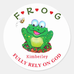 Personalized Fully Rely on God Frog Classic Round  Classic Round Sticker