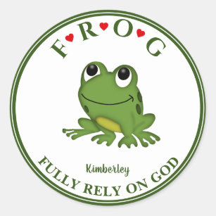 Personalized Fully Rely on God Frog Classic Round Sticker
