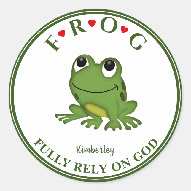 Personalized Fully Rely on God Frog Classic Round Sticker | Zazzle