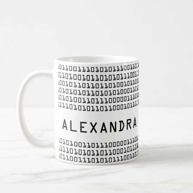 Personalized Fun and Cool Binary Code Pattern Coffee Mug (Left)