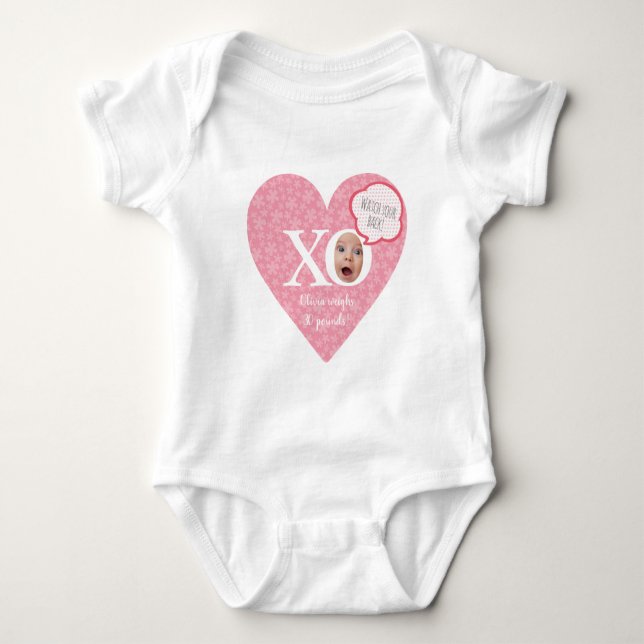 Personalized fun baby keepsakes pink heart bodysuit (Front)