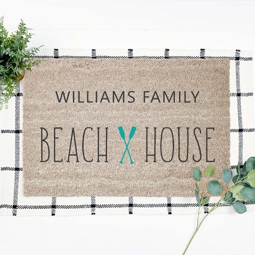 Personalized Fun Beach House Simple Coir Fiber Doormat