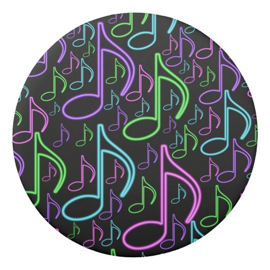 Personalized Fun Bright Neon Eighth Note Collage Eraser (Front)