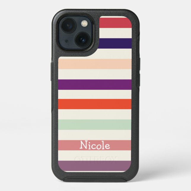Personalized Fun Bright Stripes Pattern Otterbox iPhone Case (Back)