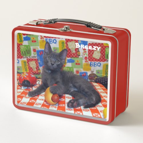 Personalized Fun Cat BBQ PicNic  Metal Lunch Box