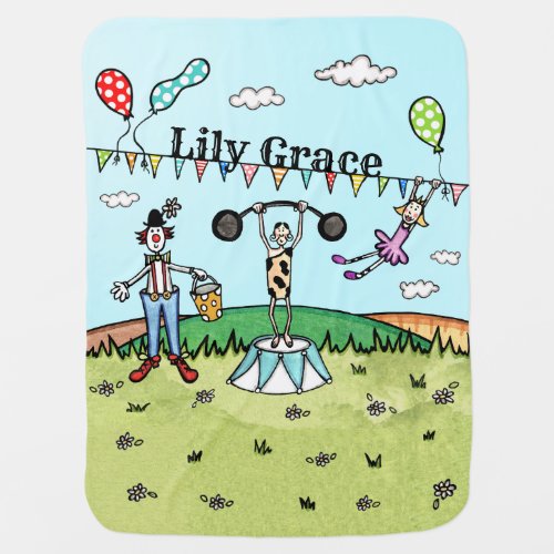 Personalized Fun Circus Themed Baby Blanket