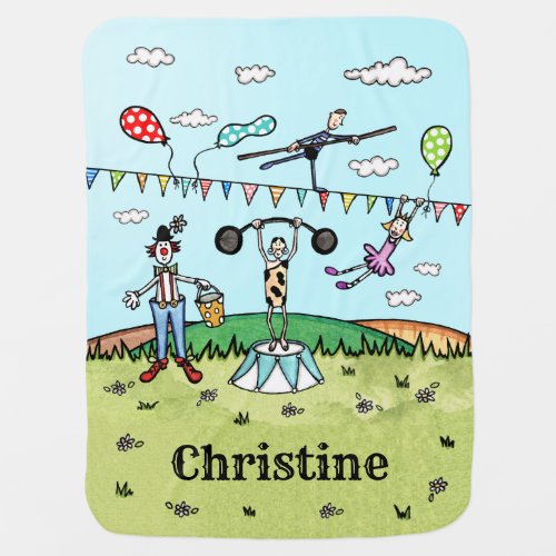 Personalized Fun Circus Themed Baby Blanket