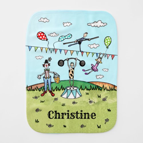 Personalized Fun Circus Themed Baby Burp Cloth