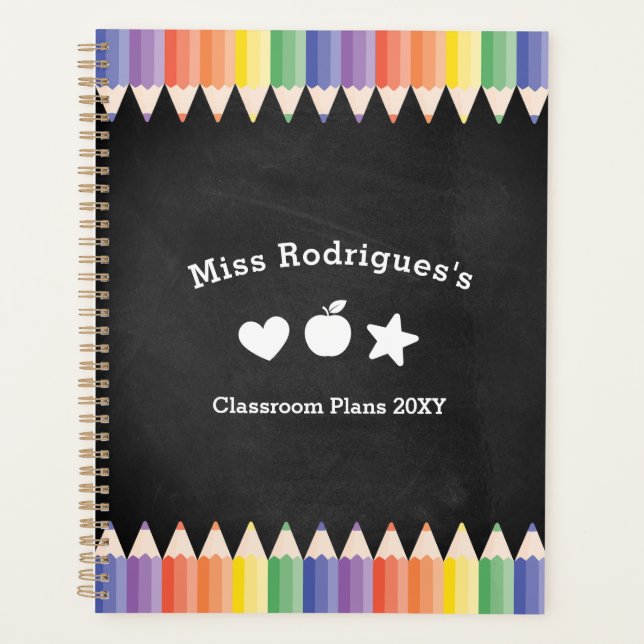 Personalized Fun Colorful Teacher Classroom Planner (Front)
