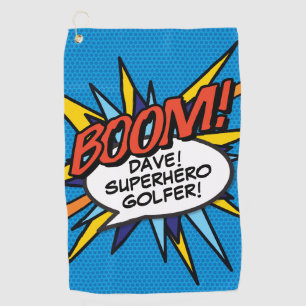 Personalized Fun Comic Book BOOM Golf Towel