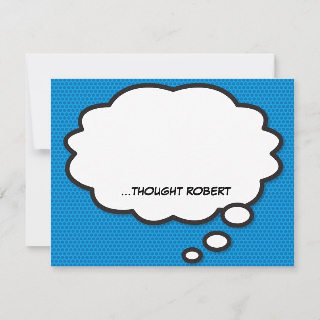 Personalized Fun Comic Book Think Bubble Note Card (Front)