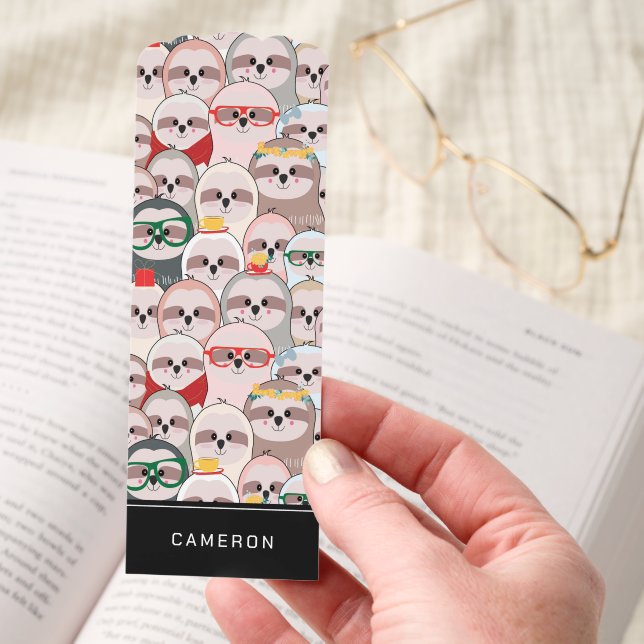 Personalized Fun Crowd of Sloths Bookmarks (Hand)