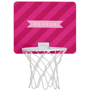 Personalized Fun Cute Modern Pink Stripe Mini Basketball Hoop