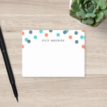 Personalized Fun Dark Blue Orange Confetti Post-it Notes