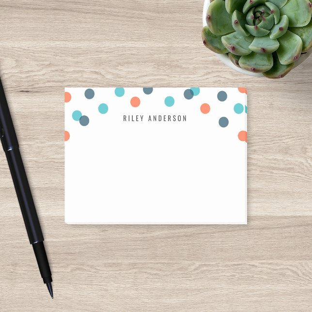 Personalized Fun Dark Blue Orange Confetti Post-it Notes (Creator Uploaded)