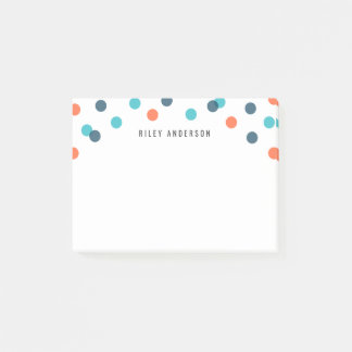 Personalized Fun Dark Blue Orange Confetti Post-it Notes