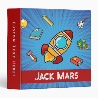 Personalized Fun Doodle Rocket Blast 3 Ring Binder