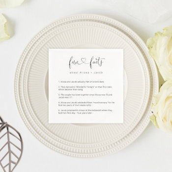 Personalized Fun Facts About The Couple Napkin by InstantInvitation at Zazzle