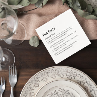 Personalized Fun Facts Wedding Cocktail Napkins