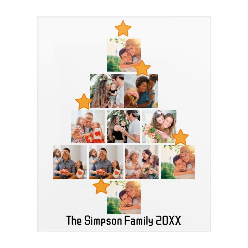 Personalized Fun Family Christmas 11 Photo Collage Acrylic Print