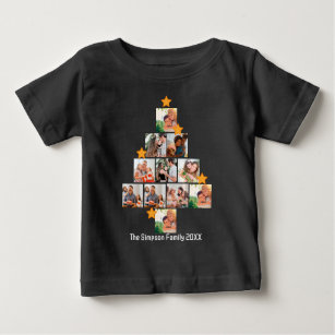 Personalized Fun Family Christmas 11 Photo Collage Baby T-Shirt