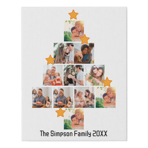 Personalized Fun Family Christmas 11 Photo Collage Faux Canvas Print