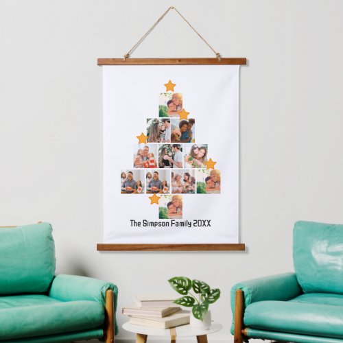 Personalized Fun Family Christmas 11 Photo Collage Hanging Tapestry