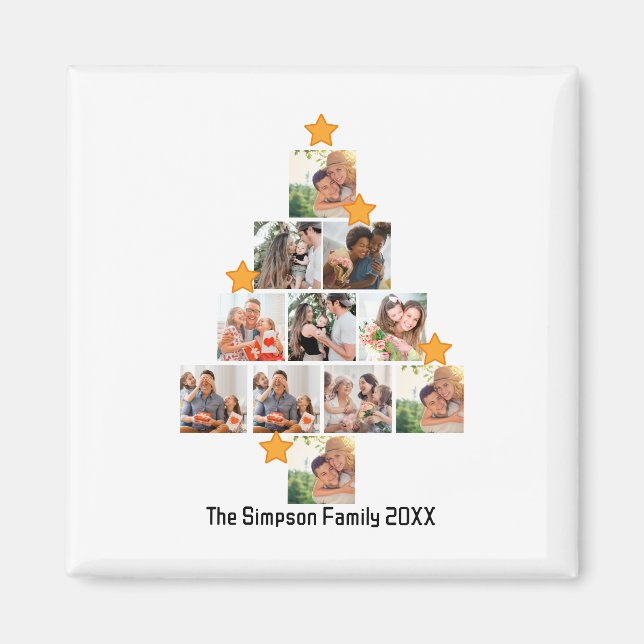 Personalized Fun Family Christmas 11 Photo Collage Magnet (Front)