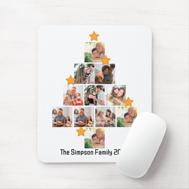 Personalized Fun Family Christmas 11 Photo Collage Mouse Pad (With Mouse)