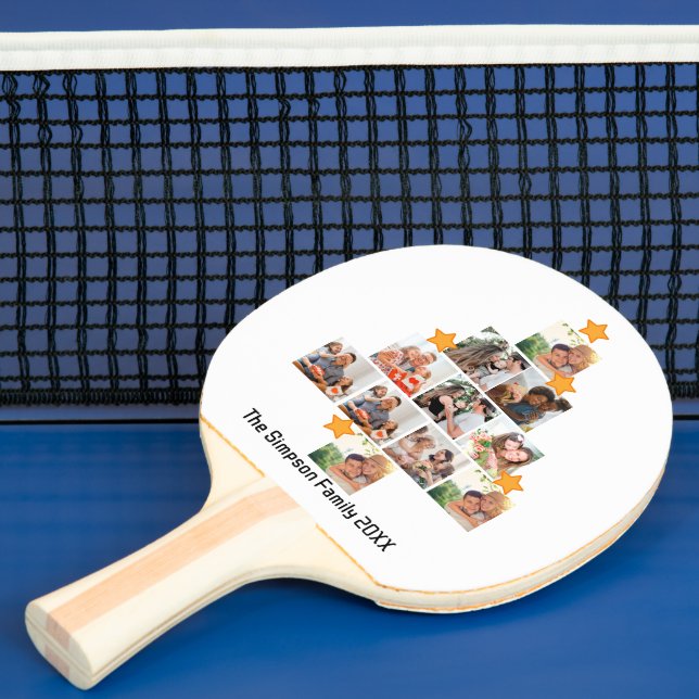 Personalized Fun Family Christmas 11 Photo Collage Ping Pong Paddle (Insitu)