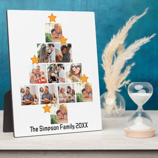 Personalized Fun Family Christmas 11 Photo Collage Plaque (Side)