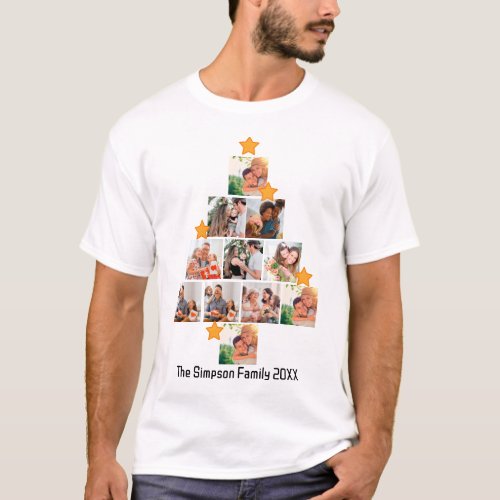 Personalized Fun Family Christmas 11 Photo Collage T_Shirt