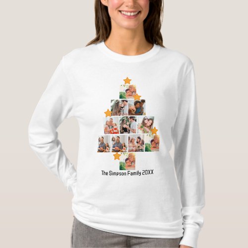 Personalized Fun Family Christmas 11 Photo Collage T_Shirt