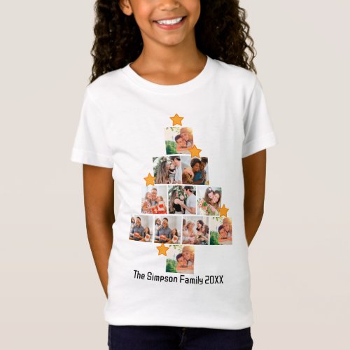 Personalized Fun Family Christmas 11 Photo Collage T_Shirt