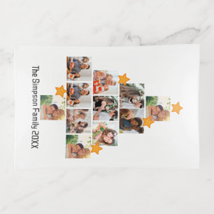 Personalized Fun Family Christmas 11 Photo Collage Trinket Tray