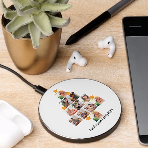 Personalized Fun Family Christmas 11 Photo Collage Wireless Charger