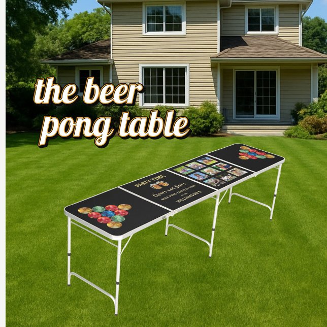 Personalized Fun Family Photo Collage Party  Beer Pong Table (Creator Uploaded)