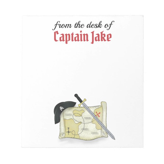 Personalized Fun Funny Pirate Map Custom Cute Notepad (Front)