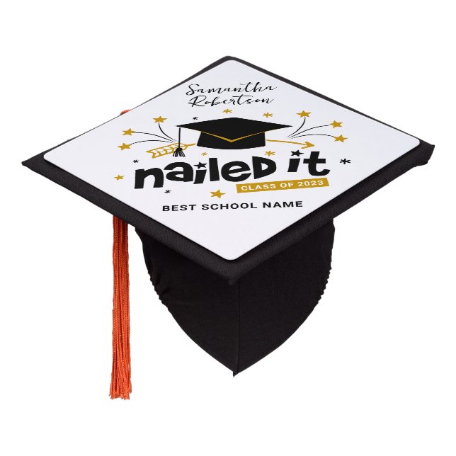 Personalized Fun Graduation 2023 Script Grad Gag Cap Topper (Angled)