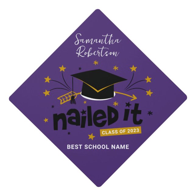 Personalized Fun Graduation 2023 Script Grad Graduation Cap Topper (Front)