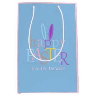 Personalized Fun Happy Easter Bunny Ears Blue Pink