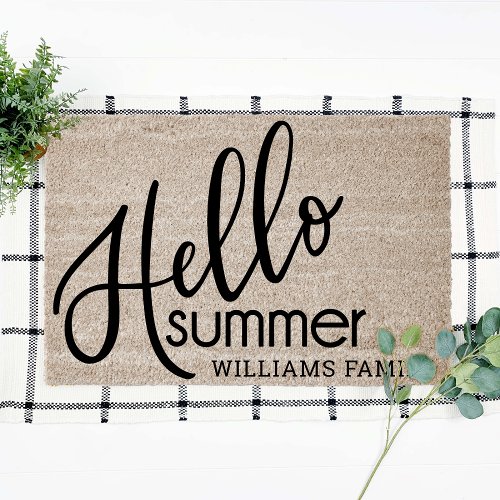 Personalized Fun Hello Summer Simple Coir Fiber Doormat