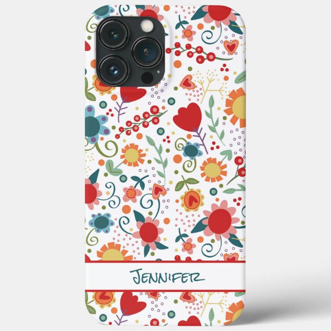 Personalized Fun Inspirivity Floral Pattern Case-Mate iPhone Case (Back)