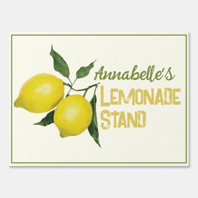Personalized Fun Kids Lemonade Stand Sign (Front)