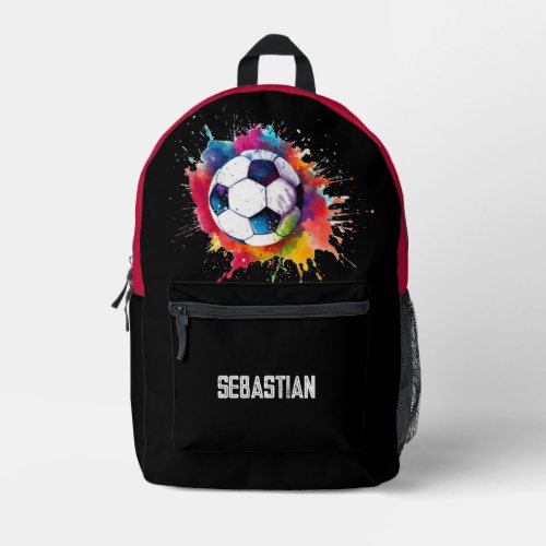 Personalized fun kids soccer ball splash  printed backpack